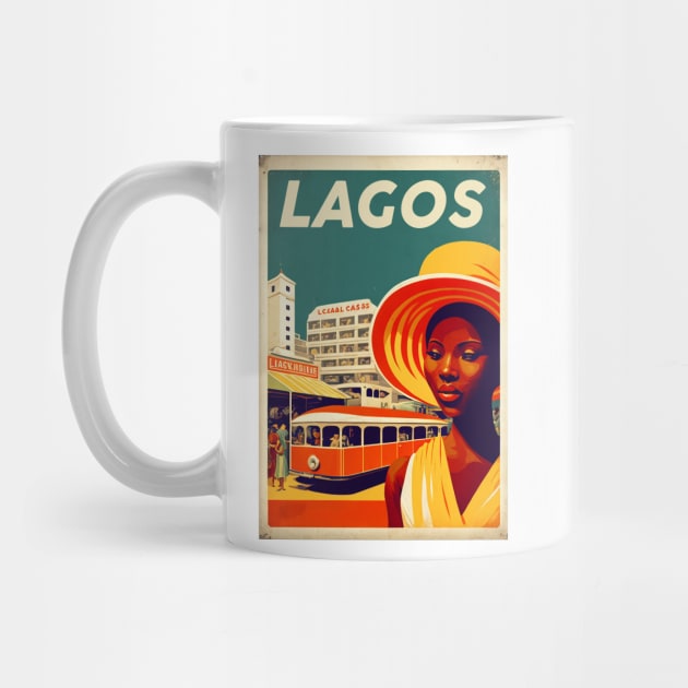 Lagos Nigeria Woman Vintage Travel Art Poster by OldTravelArt